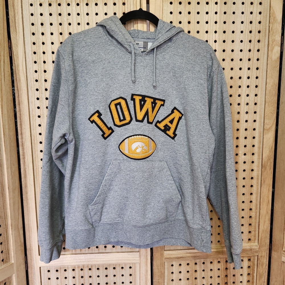 J. America Iowa Hawkeyes Gray Black And Gold Football Hoodie S Hawks College